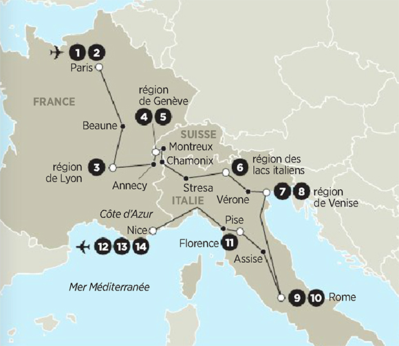 Suisse Italie / Suisse/Italie du nord/Sud Tyrol/Autriche - Divisée en 20 régions, l'italie attire de nombreux touristes venus visiter ses villes historiques et ses musées aux trésors artistiques, ses paysages et ses plages ensoleillées ou déguster sa cuisine succulente.