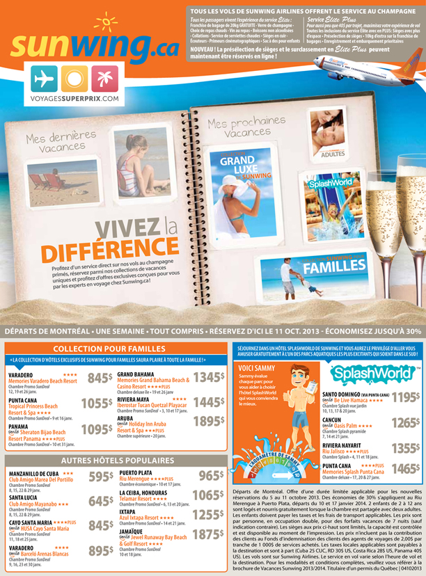 Voyages A Rabais Sunwing Sell Off Vacations Voyages Super Prix